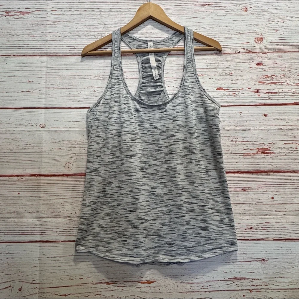Lululemon Our Sport Tank in Tiger Space Dye Black White Sz 8